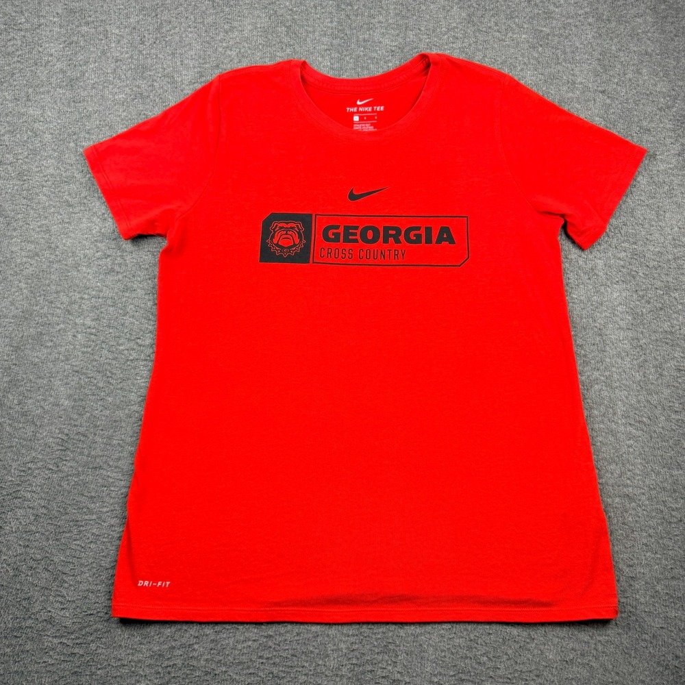 Nike Georgia Women's L Large‎ Bulldogs Cross Country Dri-FIT Red Graphic T-Shirt